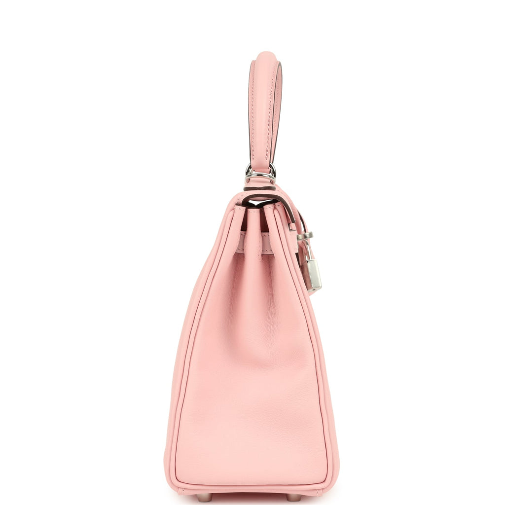 Hermes Kelly Retourne 25 Rose Sakura Swift Palladium Hardware