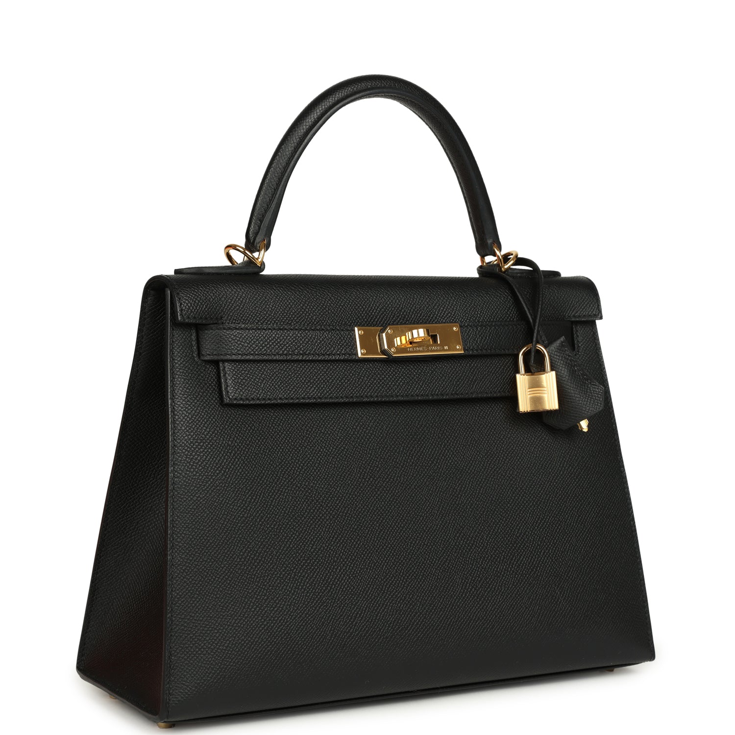 Hermes Kelly Sellier 28 Black Epsom Gold Hardware