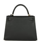 Hermes Kelly Sellier 28 Black Epsom Gold Hardware
