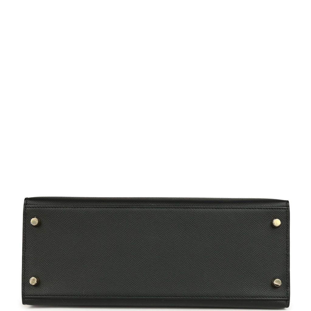 Hermes Kelly Sellier 28 Black Epsom Gold Hardware