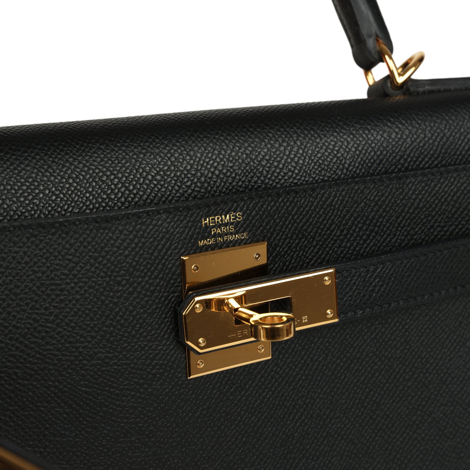 Hermes Kelly Sellier 28 Black Epsom Gold Hardware