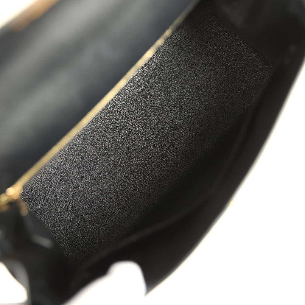 Hermes Kelly Sellier 28 Black Epsom Gold Hardware