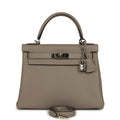Hermes Kelly Retourne 28 Gris Asphalt Togo Palladium Hardware