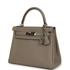 Hermes Kelly Retourne 28 Gris Asphalt Togo Palladium Hardware