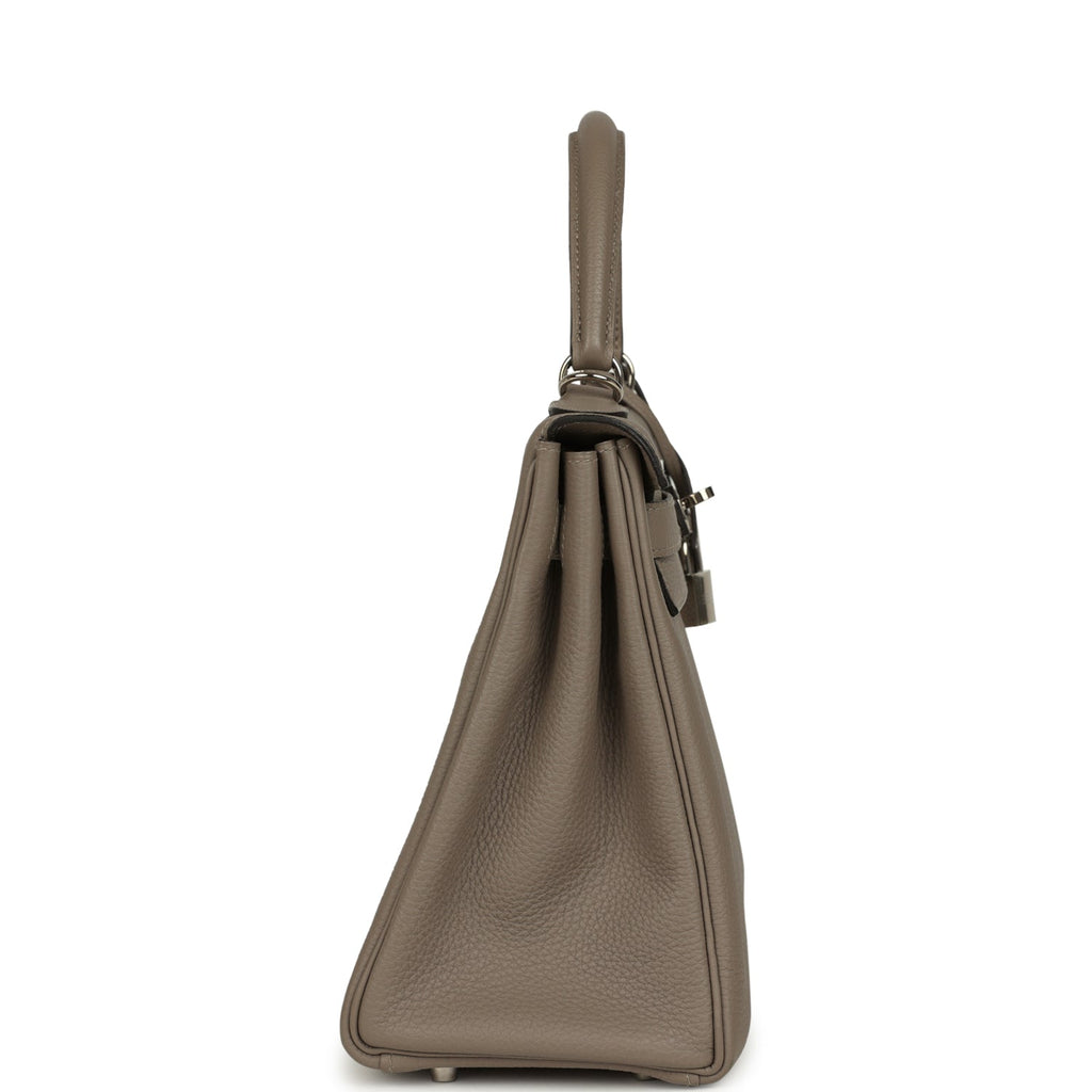 Hermes Kelly Retourne 28 Gris Asphalt Togo Palladium Hardware