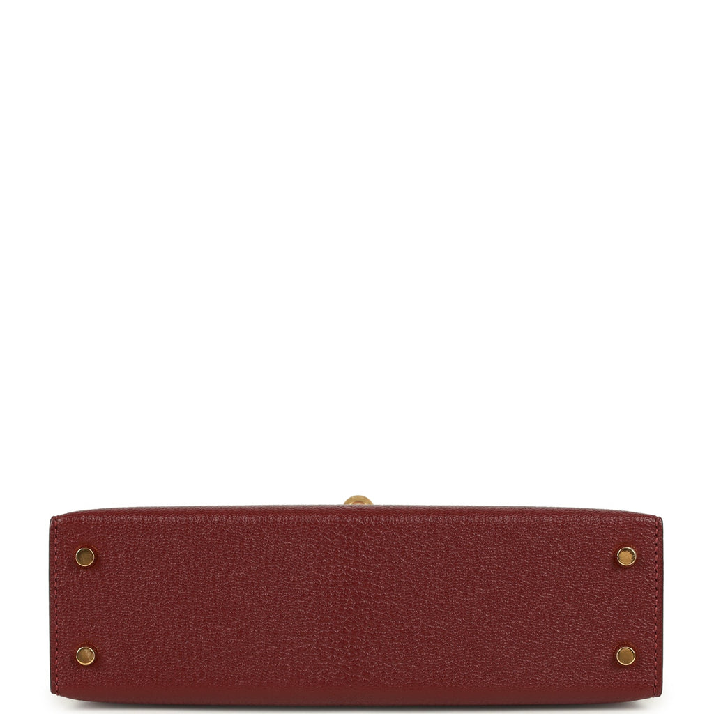Hermes Special Order (HSS) Kelly Sellier 20 Rouge H Verso Chevre Mysore Gold Hardware