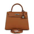 Hermes Kelly Sellier 25 Gold Epsom Palladium Hardware