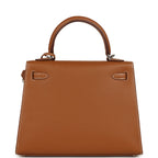 Hermes Kelly Sellier 25 Gold Epsom Palladium Hardware