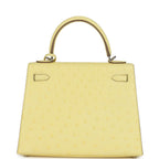 Hermes Kelly Sellier 25 Limoncello Ostrich Palladium Hardware