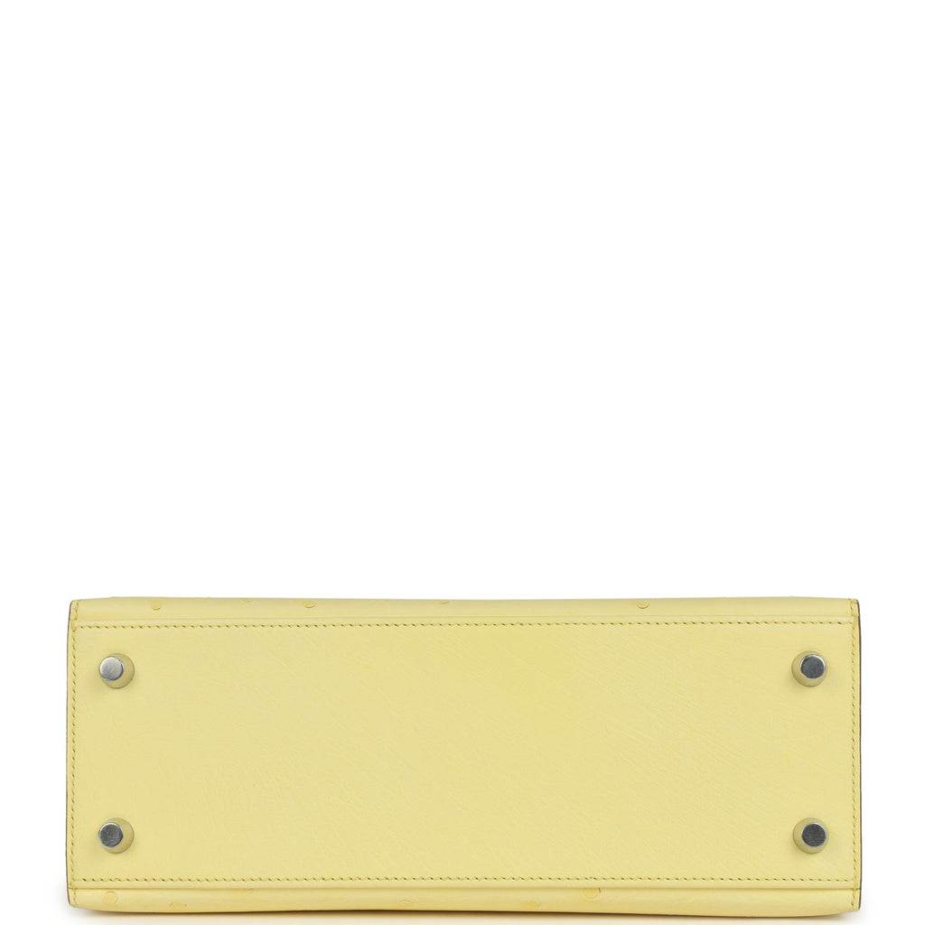 Hermes Kelly Sellier 25 Limoncello Ostrich Palladium Hardware