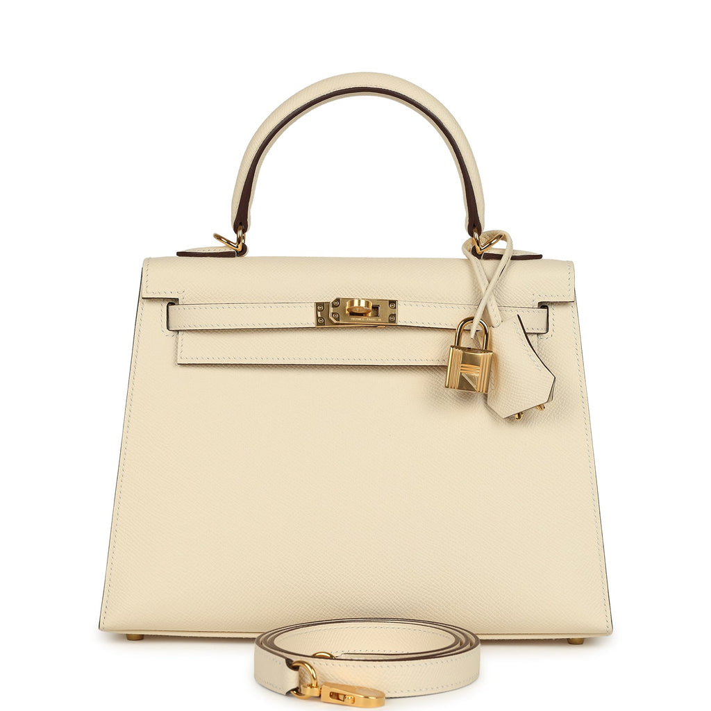 Hermes Kelly Sellier 25 Nata Epsom Gold Hardware