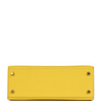 Hermes Special Order (HSS) Kelly Sellier 25 Jaune De Naples Verso Epsom Brushed Gold Hardware