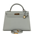 Hermes Kelly Sellier 32 Bleu Glacier Epsom Gold Hardware