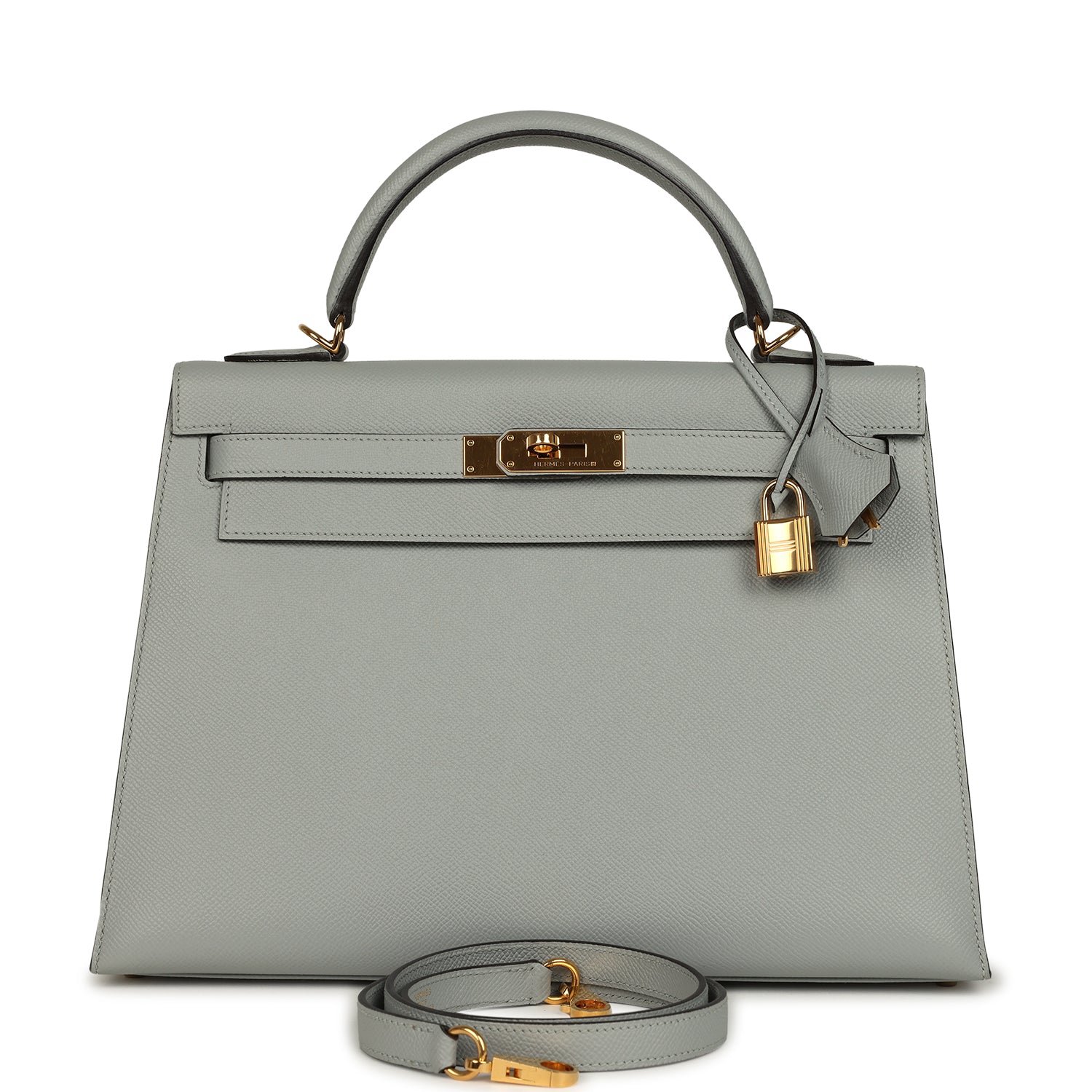 Hermes Kelly Sellier 32 Bleu Glacier Epsom Gold Hardware