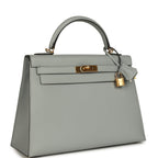 Hermes Kelly Sellier 32 Bleu Glacier Epsom Gold Hardware
