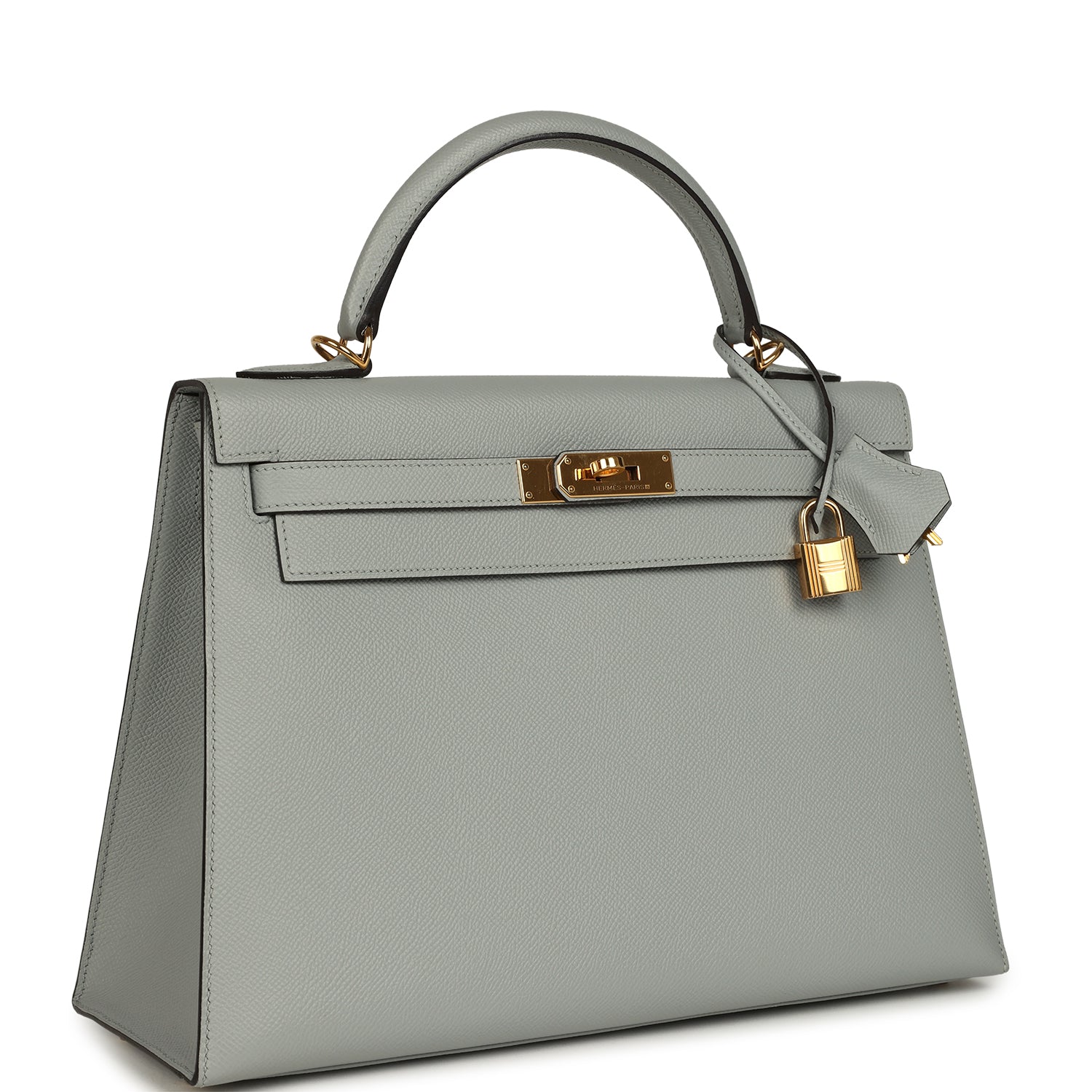 Hermes Kelly Sellier 32 Bleu Glacier Epsom Gold Hardware