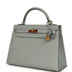 Hermes Kelly Sellier 32 Bleu Glacier Epsom Gold Hardware