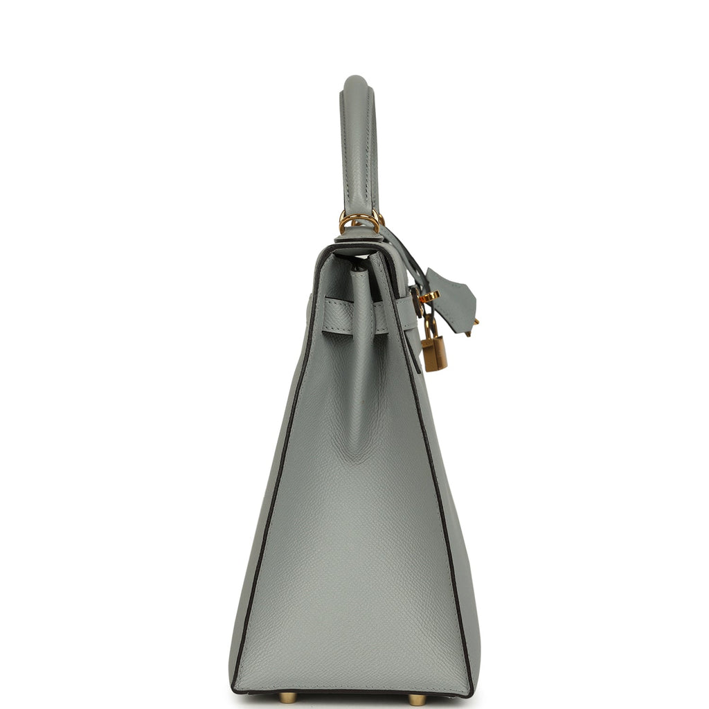Hermes Kelly Sellier 32 Bleu Glacier Epsom Gold Hardware