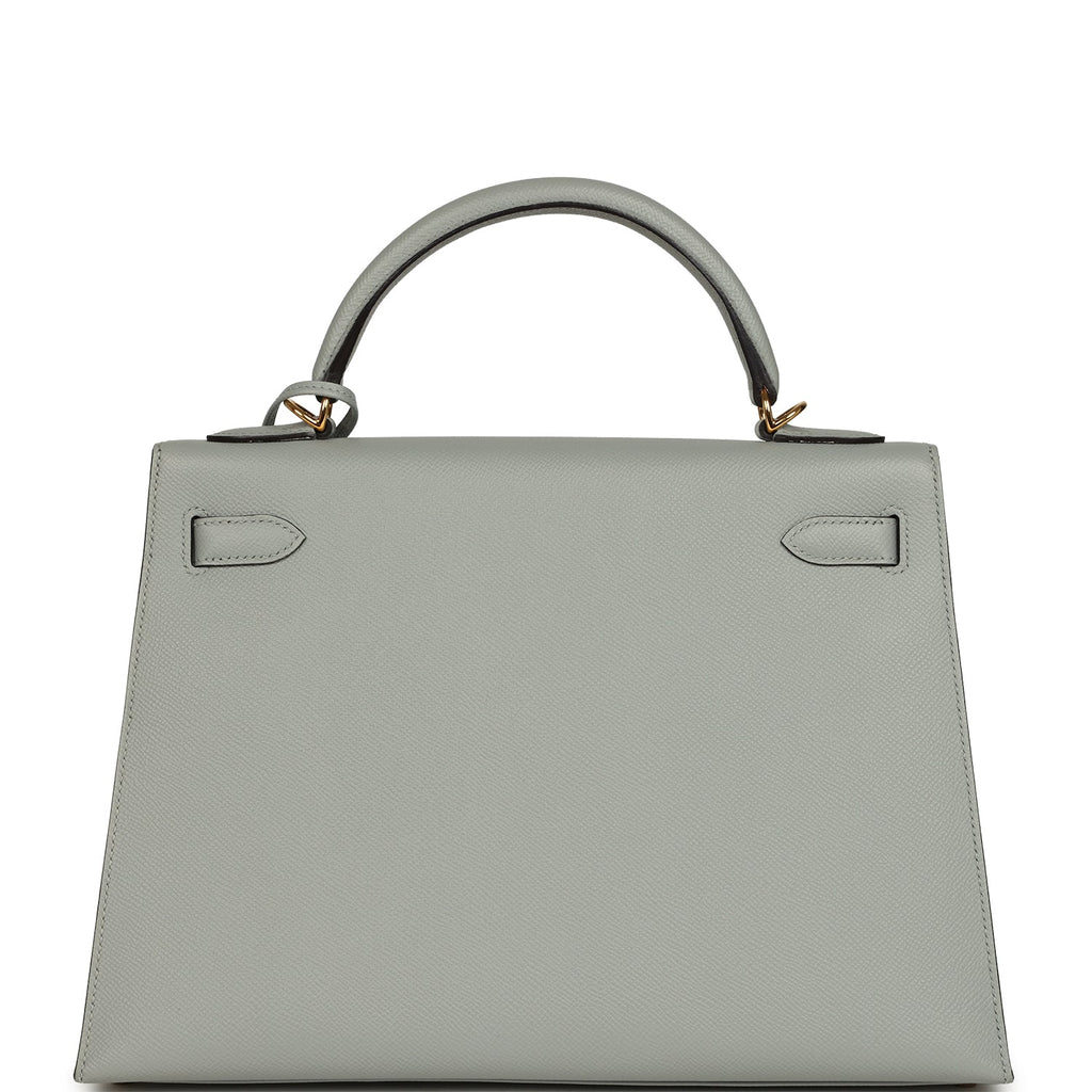 Hermes Kelly Sellier 32 Bleu Glacier Epsom Gold Hardware