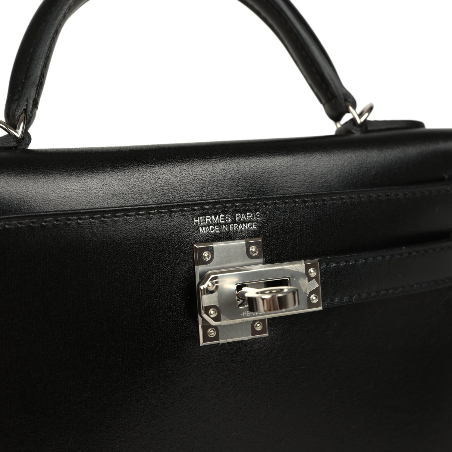 Hermes Kelly Sellier 20 Black Box Palladium Hardware