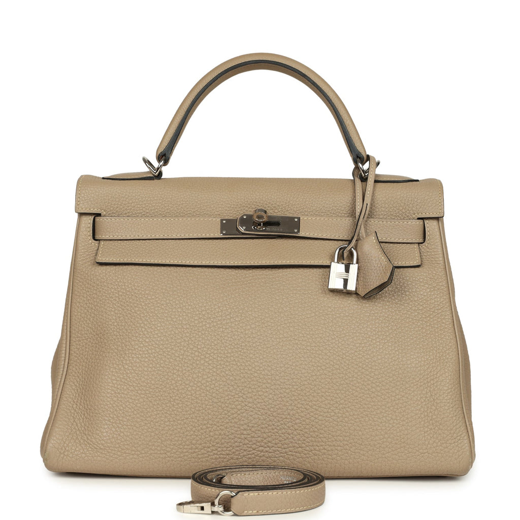 Hermes Kelly Retourne 32 Gris Tourterelle Togo Palladium Hardware