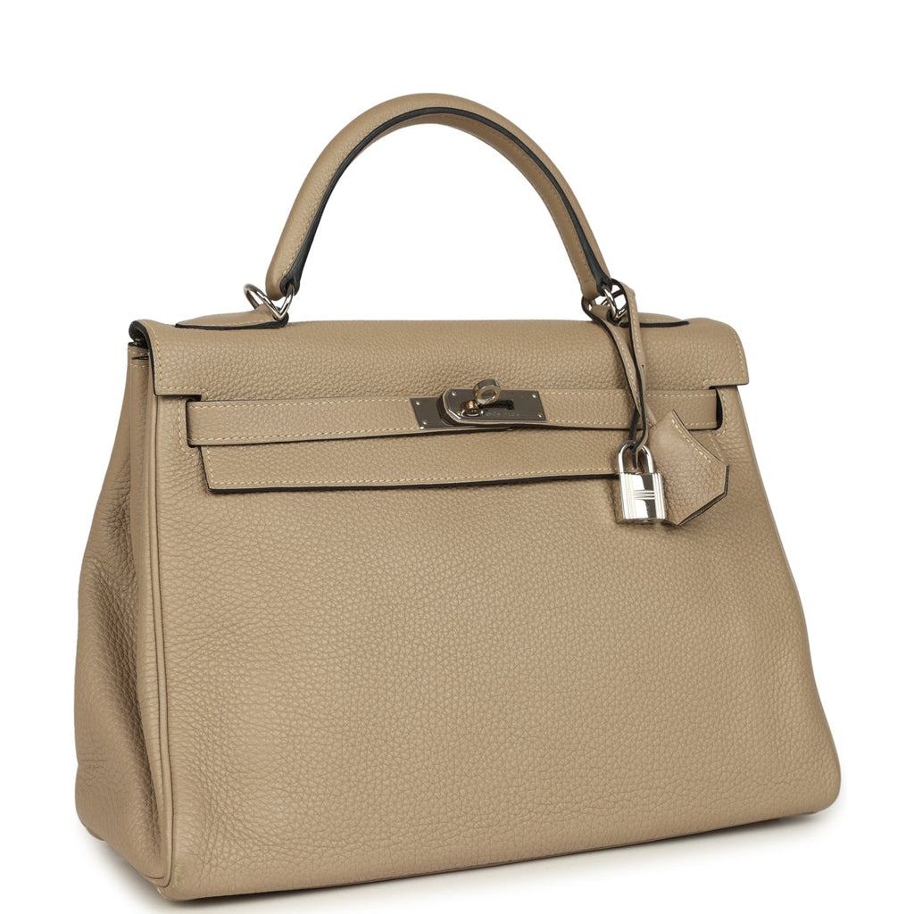 Hermes Kelly Retourne 32 Gris Tourterelle Togo Palladium Hardware