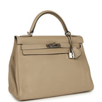 Hermes Kelly Retourne 32 Gris Tourterelle Togo Palladium Hardware