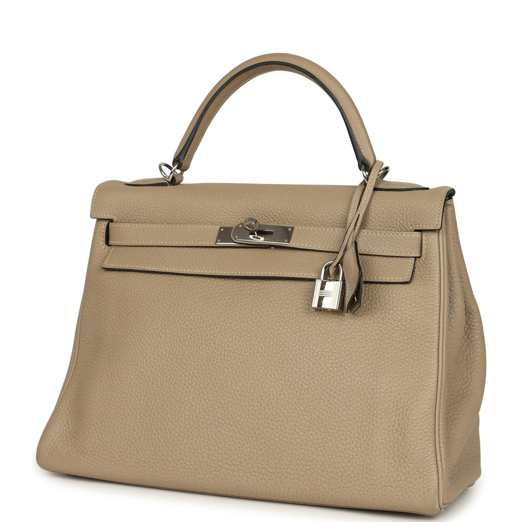 Hermes Kelly Retourne 32 Gris Tourterelle Togo Palladium Hardware