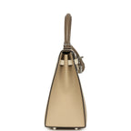 Hermes Kelly Sellier 25 Tri-Color Etoupe, Craie, Trench Epsom Palladium Hardware