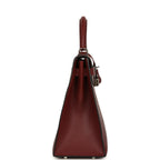 Vintage Hermes Kelly Sellier 32 Rouge H Vache Liegee Palladium Hardware
