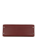 Vintage Hermes Kelly Sellier 32 Rouge H Vache Liegee Palladium Hardware