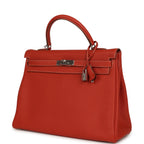 Hermes Retourne Kelly 35 Sanguine Clemence Palladium Hardware