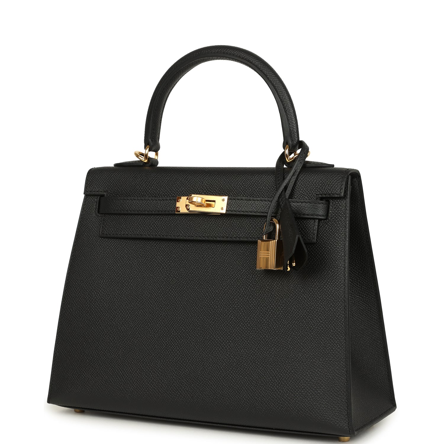 Hermes Kelly Sellier 25 Black Epsom Gold Hardware