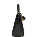 Hermes Kelly Sellier 25 Black Epsom Gold Hardware