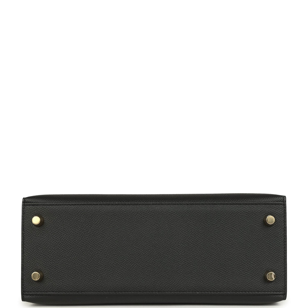 Hermes Kelly Sellier 25 Black Epsom Gold Hardware