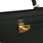 Hermes Kelly Sellier 25 Black Epsom Gold Hardware