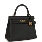 Hermes Kelly Retourne 25 Black Togo Gold Hardware