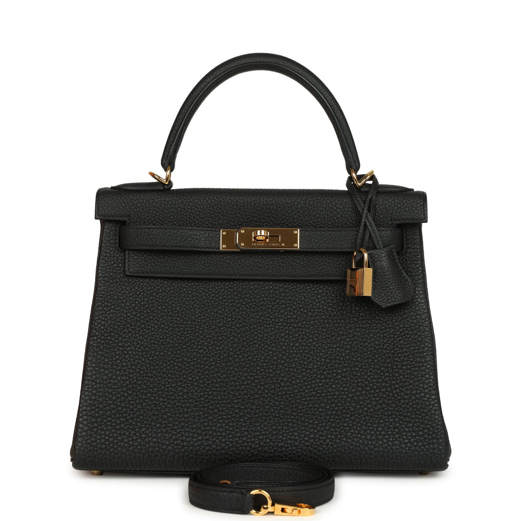 Hermes Kelly Retourne 28 Black Togo Gold Hardware