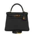 Hermes Kelly Retourne 28 Black Togo Gold Hardware