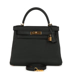 Hermes Kelly Retourne 28 Black Togo Gold Hardware