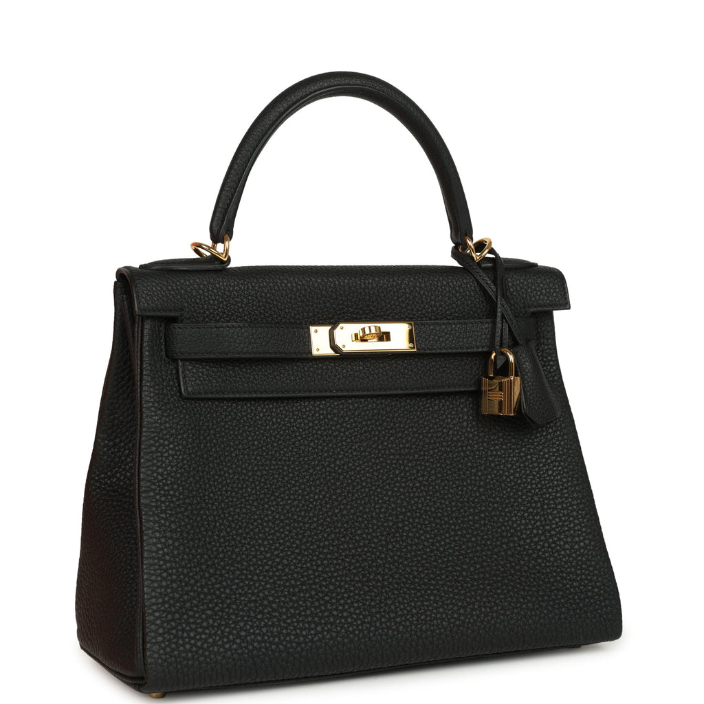 Hermes Kelly Retourne 28 Black Togo Gold Hardware