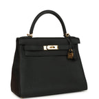 Hermes Kelly Retourne 28 Black Togo Gold Hardware