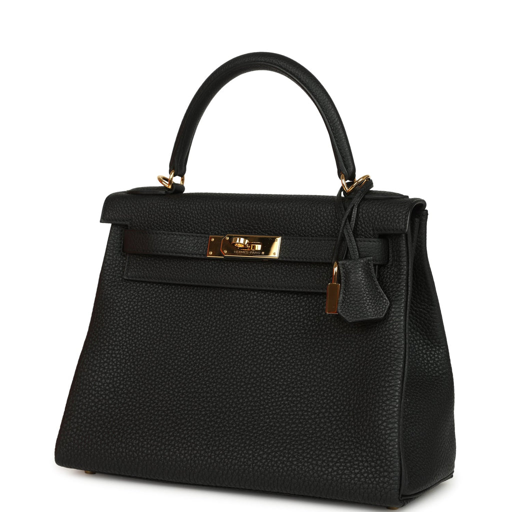 Hermes Kelly Retourne 28 Black Togo Gold Hardware
