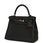 Hermes Kelly Retourne 28 Black Togo Gold Hardware