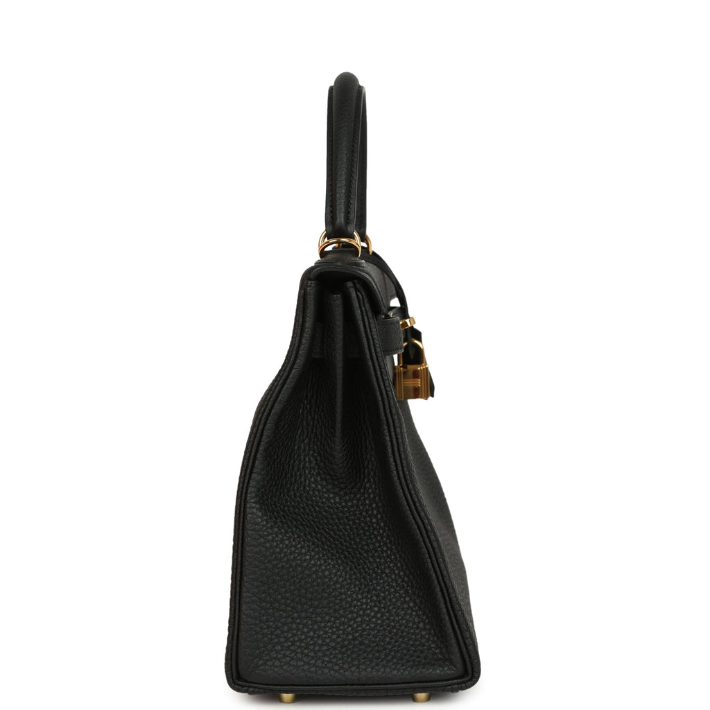 Hermes Kelly Retourne 28 Black Togo Gold Hardware