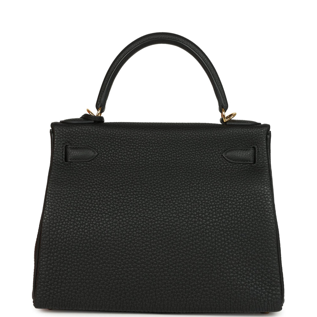 Hermes Kelly Retourne 28 Black Togo Gold Hardware