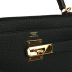 Hermes Kelly Retourne 28 Black Togo Gold Hardware