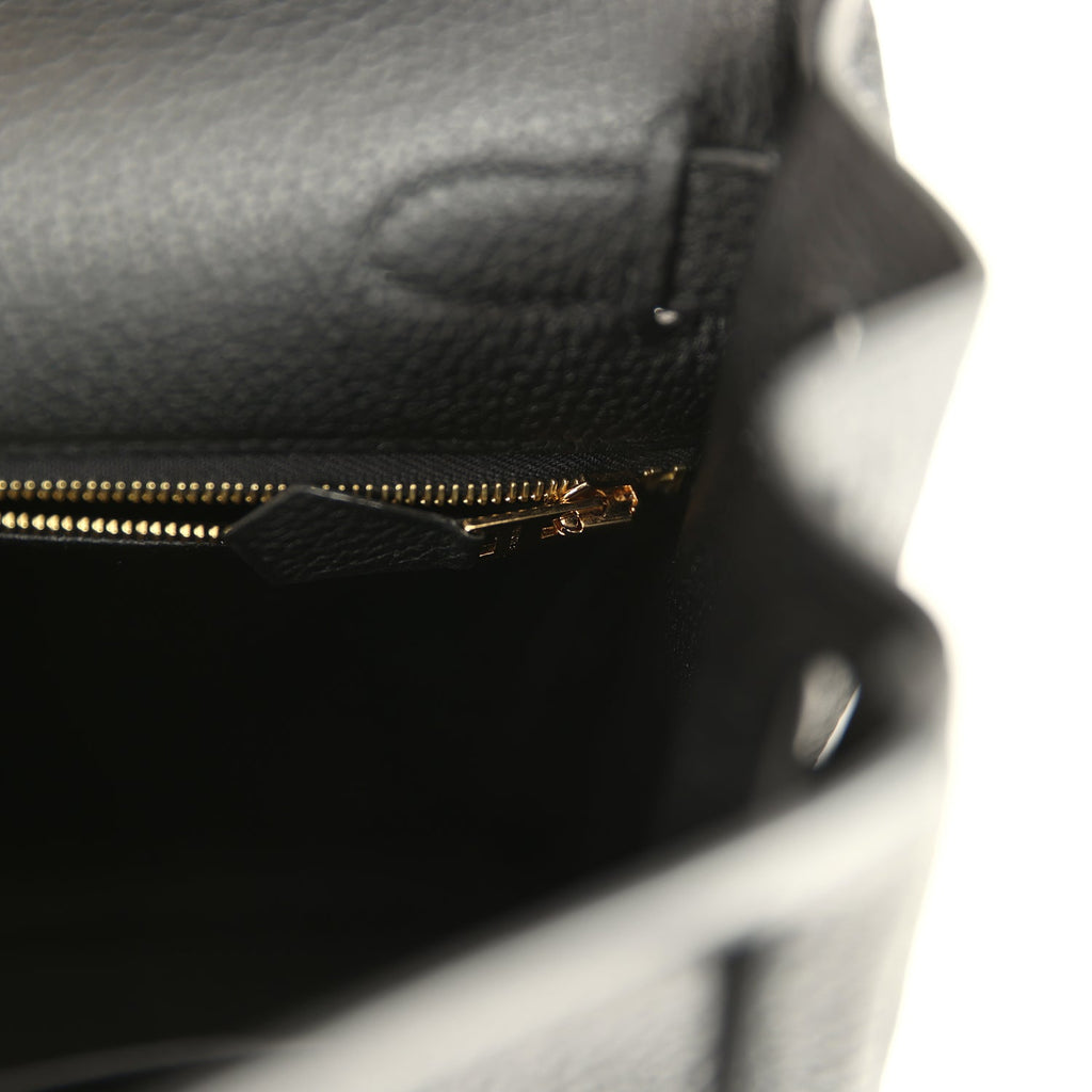 Hermes Kelly Retourne 28 Black Togo Gold Hardware