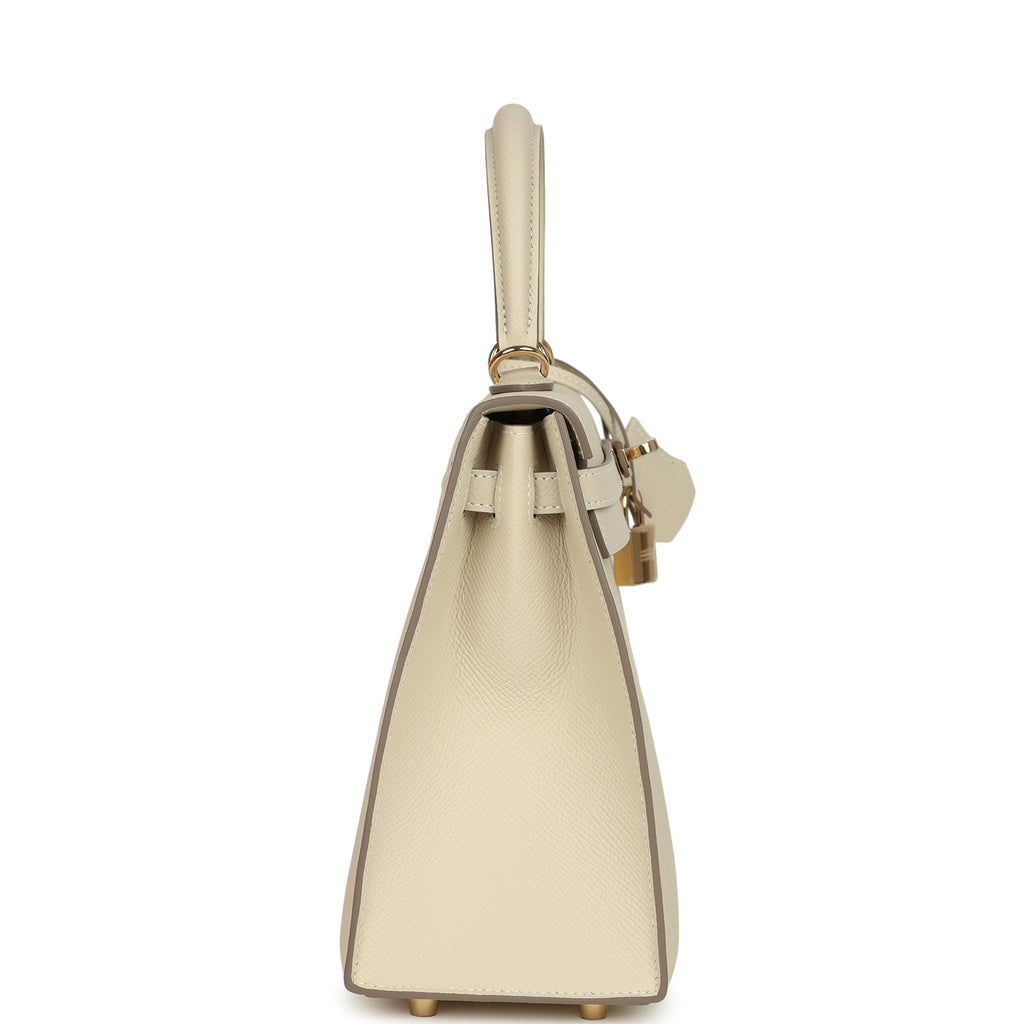 Hermes Kelly Sellier 25 Craie Epsom Permabrass Hardware