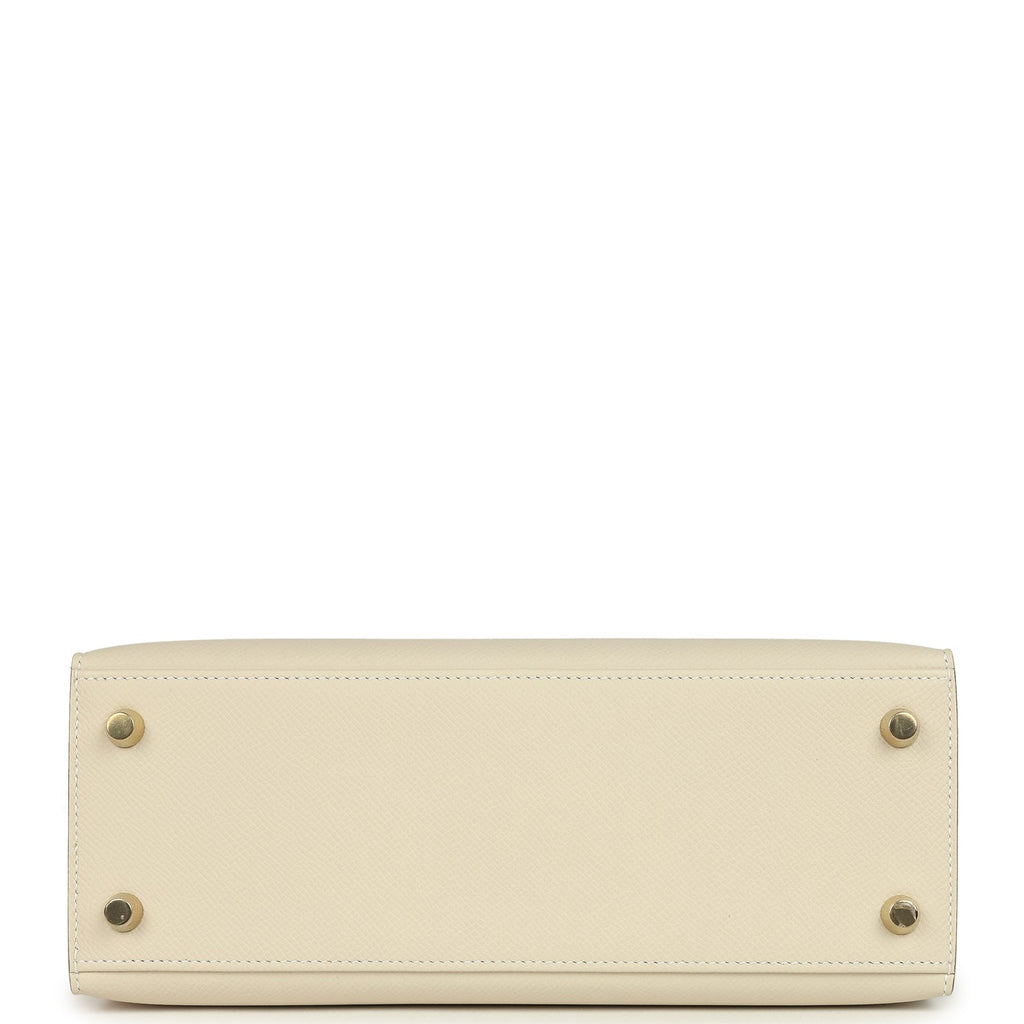 Hermes Kelly Sellier 25 Craie Epsom Permabrass Hardware